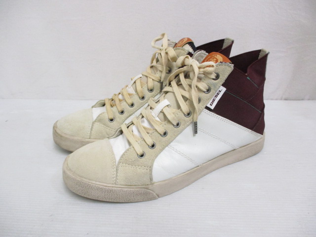 ディーゼル Diesel S Tunnyngs ハイカット スニーカー シューズ 27cm ベージュ 白 ボルドー スエード レザー 靴 レースアップ メンズ 065 ベクトルパーク