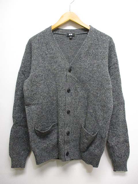 ユニクロ Uniqlo プレミアム ラム Vネック ニット カーディガン L グレー 毛100 メンズ 065 ベクトルパーク