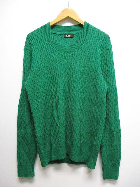 ミスターオリーブ Mr Olive Vネック ニット セーター M 緑 グリーン ウール混 メンズ 065 ベクトルパーク