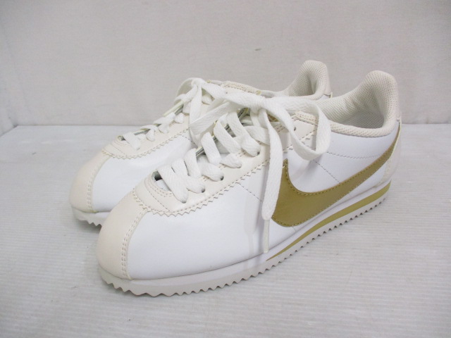未使用品 ナイキ Nike 171 ウィメンズ クラシック コルテッツ レザー スニーカー シューズ 23cm 白 メタリックゴールド 靴 箱付き レディース 065 ベクトルパーク