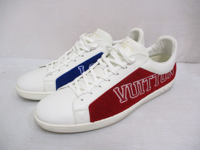 ルイヴィトン Louis Vuitton ルクセンブルグ ライン スニーカー 1a4n6r 12 30 5cm ルージュ 白赤青 トリコロール レザー 靴 シューズ 18年製 メンズ 065 ベクトルパーク