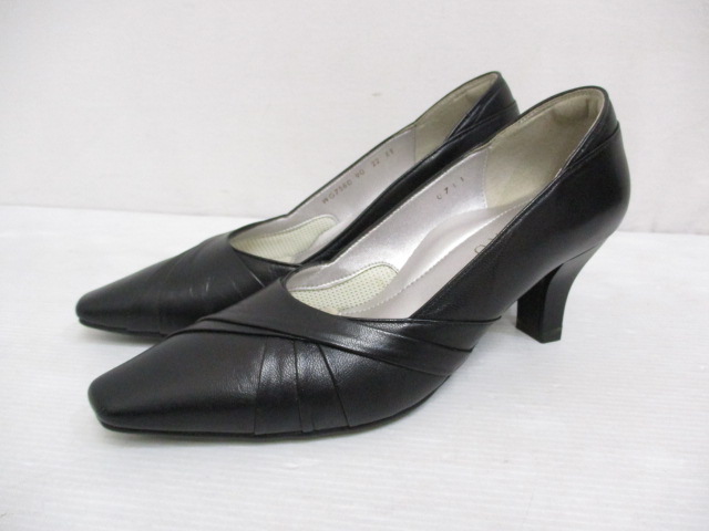 アシックス Asics 美品 ジーロ Giro Wg758d レザー パンプス シューズ 22cm Ee 黒 ブラック 靴 箱付き レディース 065 ベクトルパーク