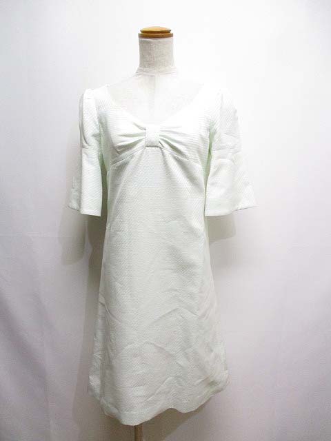 未使用品 クレイサス Clathas 五分袖 ワンピース 38 ライトブルー フレア袖 裏地付き 日本製 タグ付き レディース 065 ベクトルパーク