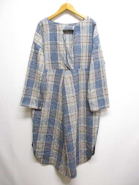 アズノウアズ As Know As チェック柄 ロング ワンピース 起毛 ブルー レディース 065 ベクトルパーク