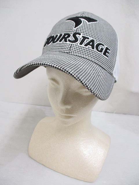 ブリヂストン ブリジストン Bridgestone ツアーステージ Tourstage 美品 ゴルフ メッシュ キャップ 帽子 フリーサイズ 約56 59cm グレー 白 メンズ 065 ベクトルパーク