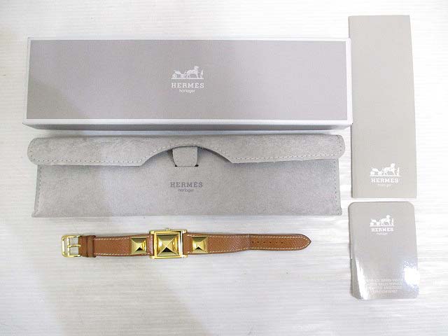エルメス HERMES メドール ウォッチ 腕時計 クォーツ ◯X刻印 ゴールド