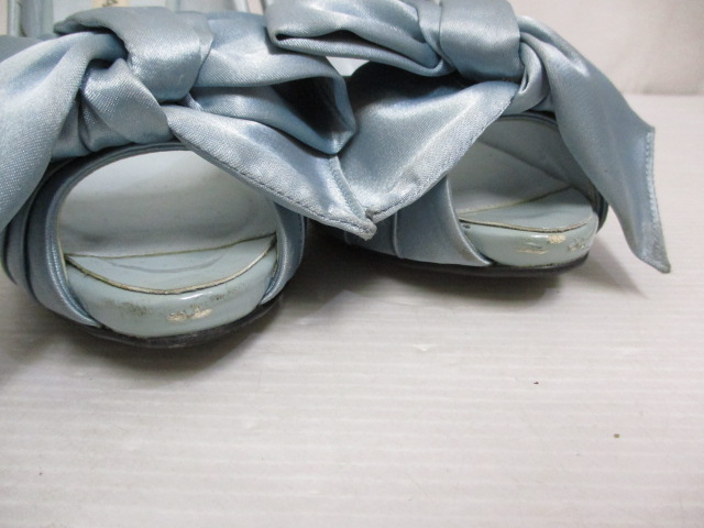 ダイアナ DIANA リボン ハイヒール パンプス 23.5 U 水色 ライトブルー