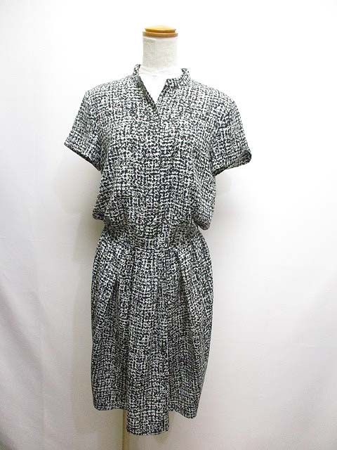 自由区 オンワード樫山 半袖 ブラウジング ワンピース 38 黒 ブラック ポリエステル レディース 065 ベクトルパーク