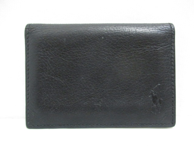 【新品未使用】POLO RALPH LAUREN 黒 レザー 名刺入れ ラルフローレン 名刺入れ POLO RALPH ポロ 折り カード レザー (Ralph