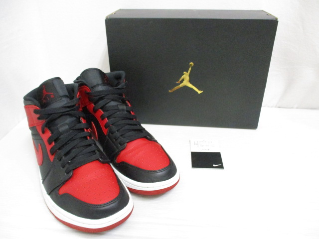 ナイキ NIKE 美品 554724-074 AIR JORDAN 1 MID BRED エアジョーダン1