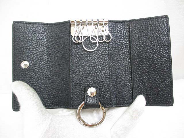 【美品 キーリング付】GUCCI 473924 6連キーケース レザー 黒 未使用品 グッチ GUCCI 6連 キーケース キーリング付き 473924