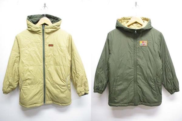 ミキハウス mikihouse リバーシブル 中綿 ブルゾン 130 子供服 カーキ/ベージュ フード付き アウター ナイロン キッズ