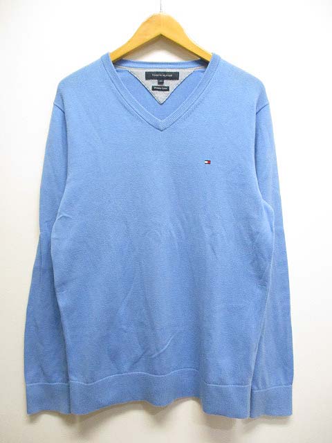 トミーヒルフィガー TOMMY HILFIGER Vネック ニット セーター M ブルー 