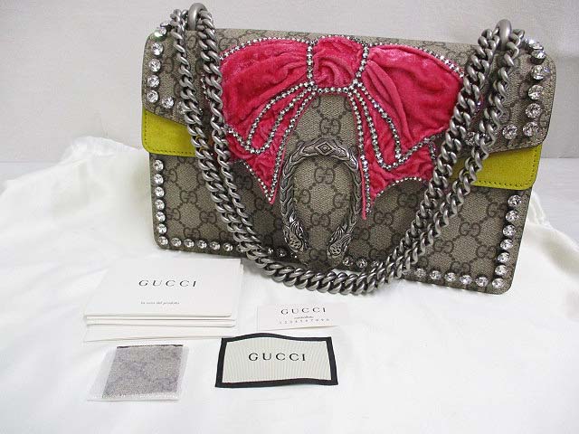 GUCCI ディオニソス 400249 リボン ショルダーバッグ GGスプリーム