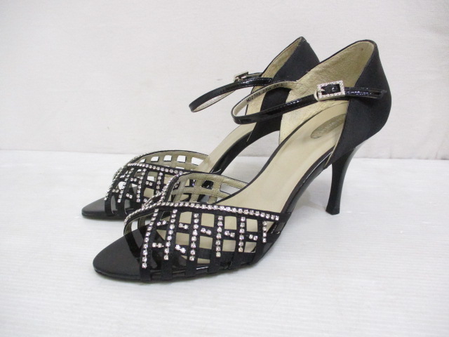 ストロベリーフィールズ Strawberry Fields 美品 ラインストーン装飾 パンプス セパレート 23 5cm 黒 ブラック 靴 シューズ ビジュー 日本製 レディース 065 ベクトルパーク