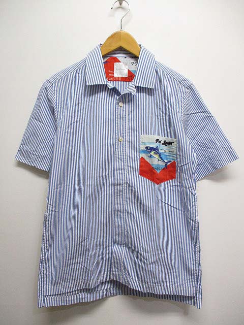 未使用品 ポールスミス PAUL SMITH 半袖 ストライプ柄 シャツ OCEAN 