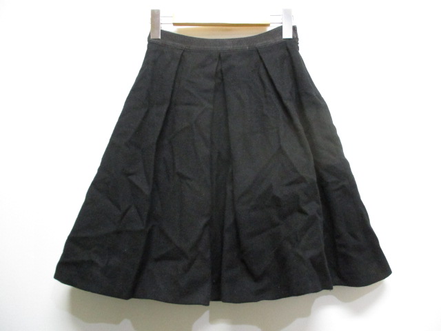 アナイ ANAYI ウール フレア スカート 36 黒 ブラック サイド