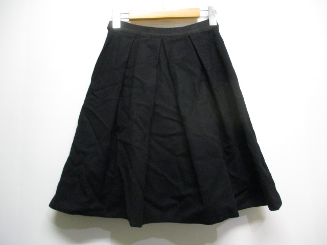 アナイ ANAYI ウール フレア スカート 36 黒 ブラック サイド