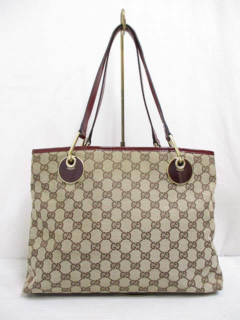 グッチ GUCCI 120837 トート バッグ GGキャンバス レザー ワン  