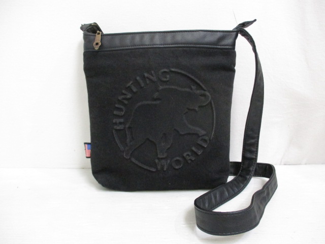 【定番】HUNTING WORLD　ハンティングワールド　ショルダー　ロゴ　黒 Hunting World（ハンティング・ワールド） ショルダーバッグ キャリー
