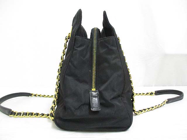 PRADA チェーンショルダーバッグ ナイロン ブラック ゴールド 46258-9.jpg
