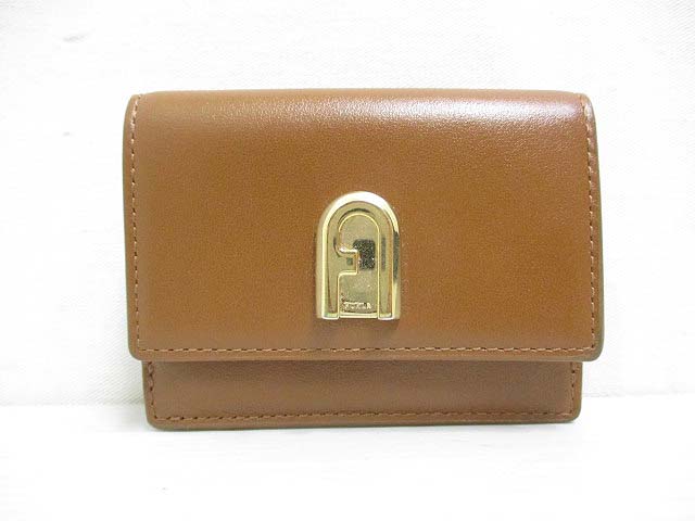 FURLA ブラウン 三つ折り財布 保存袋・箱付き