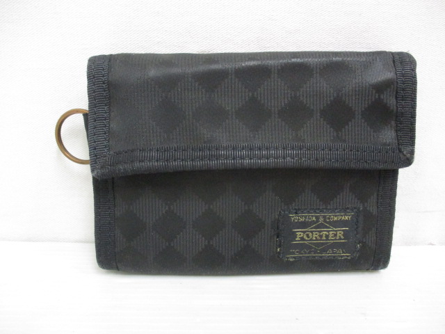 ポーター PORTER 三つ折り 財布 コンパクト ウォレット ナイロン 黒 