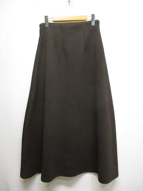 グレイル GRL キルト ジャガード フレア ロング スカート L 茶  