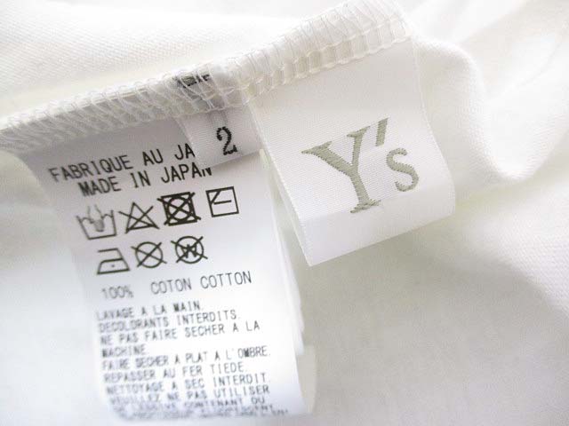 Y's/Tシャツ/アシメ/ホワイト/綿 ワイズ Y's 23SS 半袖 アシンメトリー Tシャツ コットン 2
