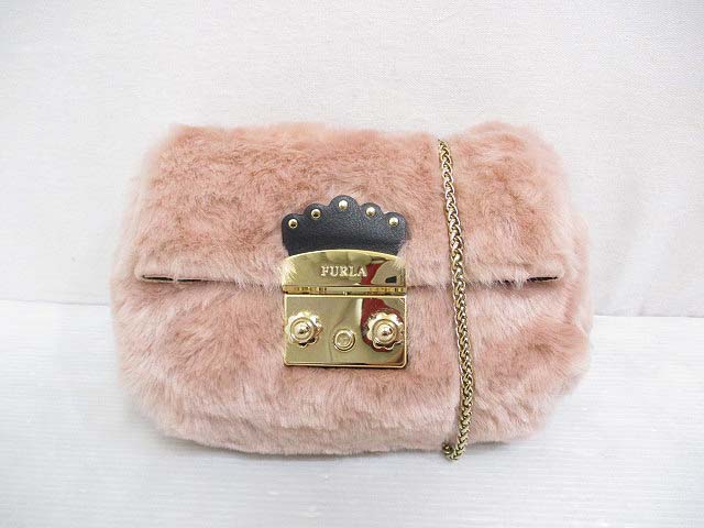 フルラ FURLA 美品 メトロポリス ファー チェーンショルダー バッグ  