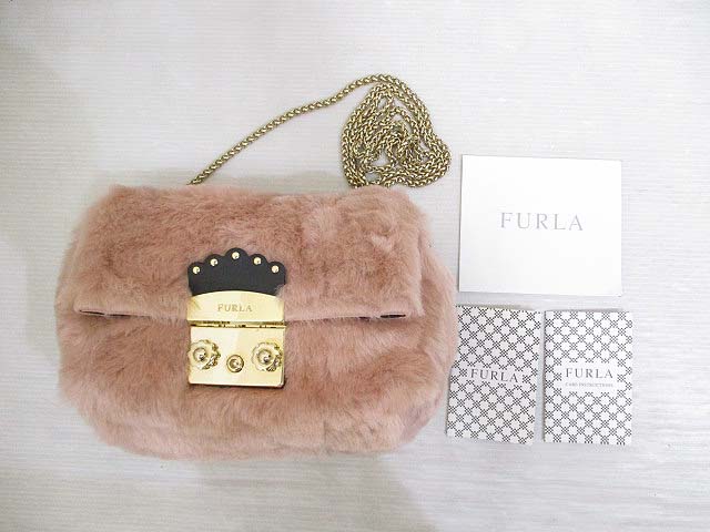 フルラ FURLA 美品 メトロポリス ファー チェーンショルダー バッグ  