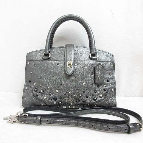 コーチ COACH 美品 59146 マーサー サッチェル 24 メタリック レザー 