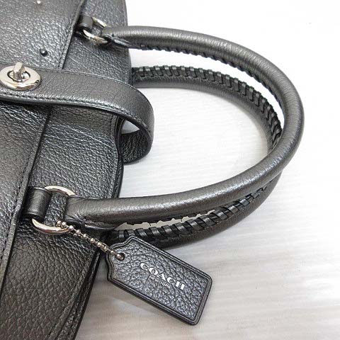 コーチ COACH 美品 59146 マーサー サッチェル 24 メタリック レザー 