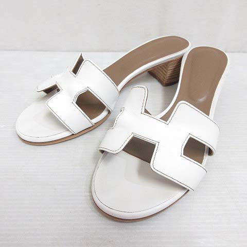 エルメス HERMES オアジス Hロゴ サンダル ミュール レザー 36 23cm  