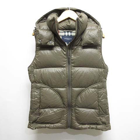 バーバリー ロンドン BURBERRY LONDON 美品 ダウン ベスト 38 カーキ 