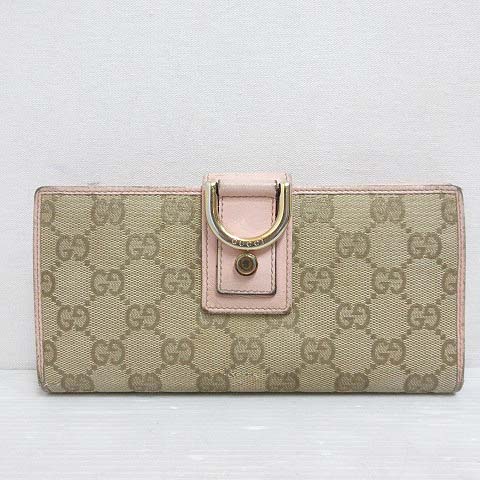 グッチ GUCCI 154256 二つ折り 長財布 GGキャンバス レザー ベージュ 