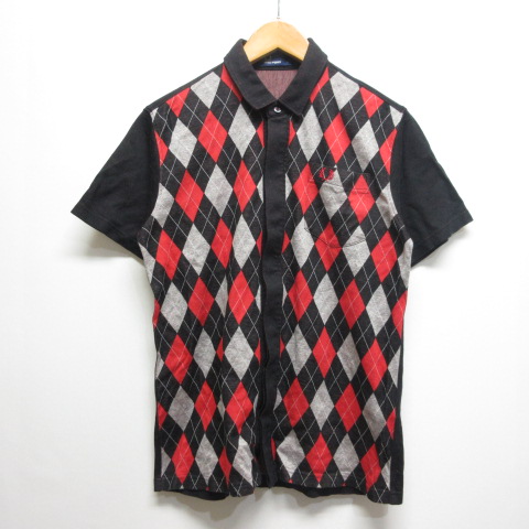 フレッドペリー FRED PERRY 半袖 ナロー カラー アーガイル シャツ L 