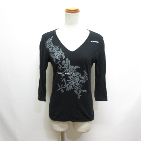 バジュラ bajra 七分袖 Vネック Tシャツ カットソー M 黒 ブラック 