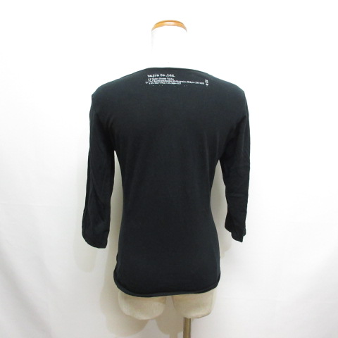 バジュラ bajra 七分袖 Vネック Tシャツ カットソー M 黒 ブラック 