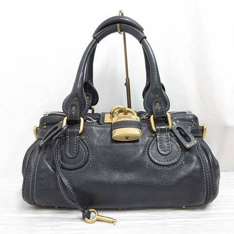 クロエ CHLOE パディントン レザー ハンド トート バッグ 黒 ブラック 