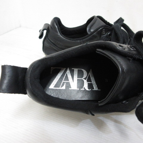 ザラ ZARA 厚底 レザー スニーカー シューズ 37 23.5cm相当 黒