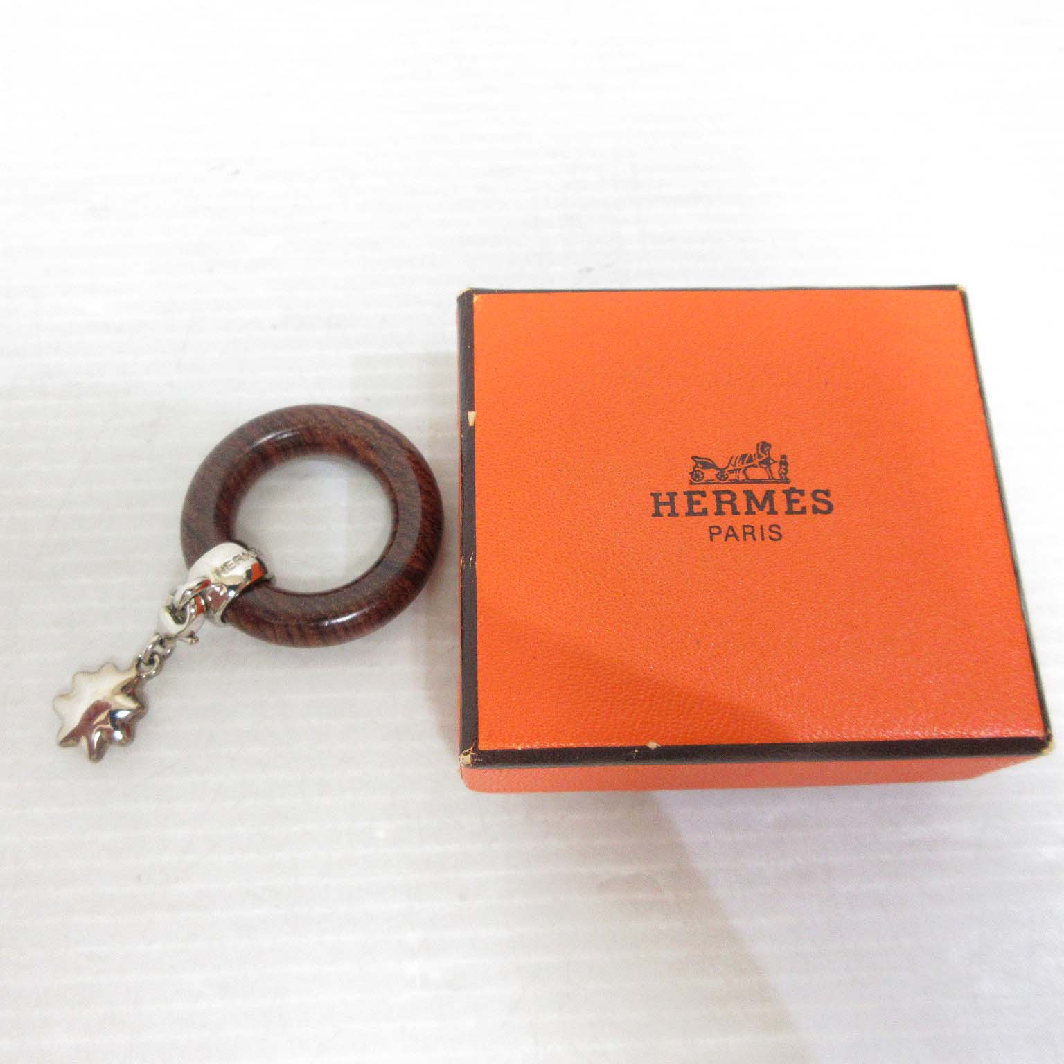 HERMES エルメス スカーフリング スターチャーム ウッド ゴールド