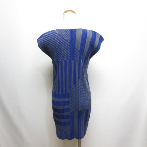 イッセイミヤケ PLEATS PLEASE ネイビー ノースリーブワンピ