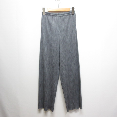 美品 PLEATS PLEASE パンツ ストレッチ グレー Pleats Please Issey Miyake プリーツ クロップドパンツ