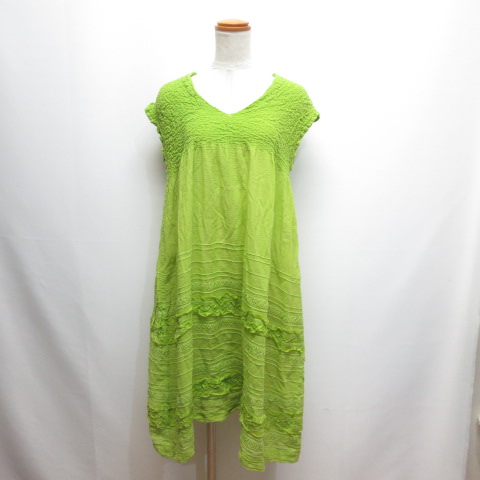 ミーイッセイミヤケ me ISSEY MIYAKE ノースリーブ ワンピース 黄緑  