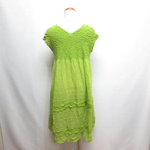 ミーイッセイミヤケ me ISSEY MIYAKE ノースリーブ ワンピース 黄緑  
