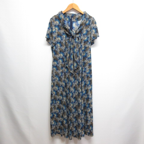 ヒロココシノ HIROKO KOSHINO 美品 半袖 マキシ ワンピース 40 