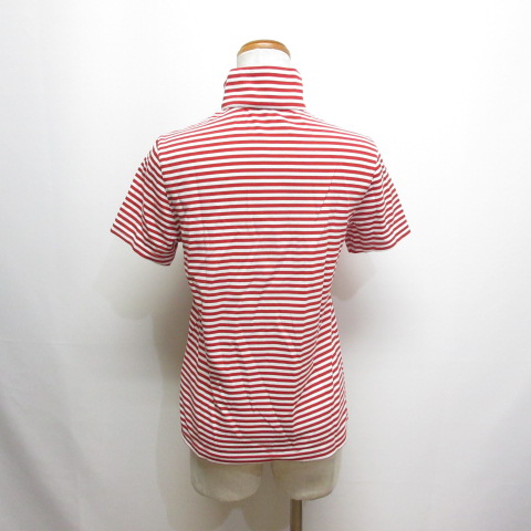 アダバット メンズ ゴルフ ポロシャツ 薄ピンク サイズ：48 ADABAT アダバット 半袖ポロシャツ ボーダー柄 ホワイト系