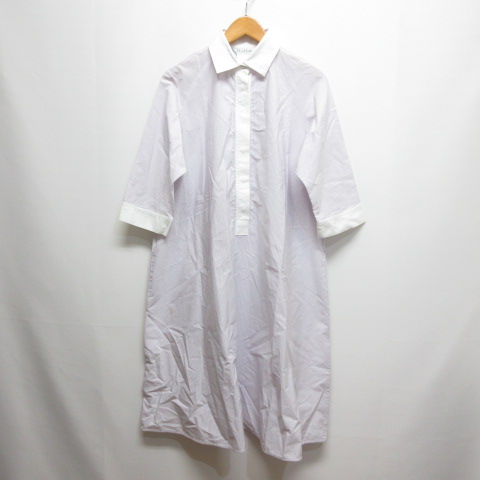 マックスマーラ MAX MARA 美品 ストライプ柄 ロング クレリック シャツ 