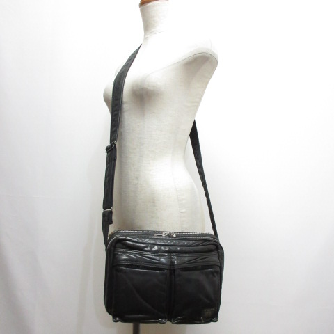 ポーター PORTER タンカー レザー ショルダー バッグ S 黒 ブラック  